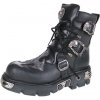 Pánské kotníkové boty New Rock boty kožené Cross Shoes 407-S1 black-grey černé