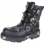 New Rock boty kožené Cross Shoes 407-S1 black-grey černé – Zboží Dáma