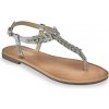 Dámské sandály Žabkové kožené sandály s bižu zdobením Diamal Les Tropéziennes par M Belarbi stříbřitá