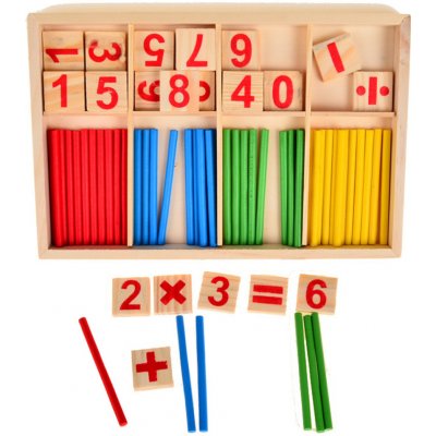 Montessori Dřevěné počítací tyčinky a čísla
