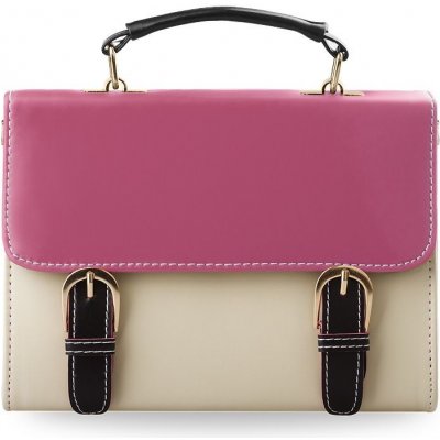 Krémový kufřík listonoška s růžovou klapkou – Zboží Mobilmania