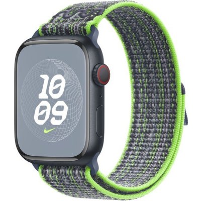 Apple Watch 45mm jasně zelený/modrý provlékací sportovní řemínek Nike MTL43ZM/A