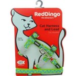 Red Dingo postroj s vodítkem pro kočky Stars Turquoise on Lime 12 mm – Sleviste.cz