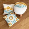 Taburet Aberto Design Pouffe & Cushion Set (3 Pieces) Sunny Fate Mustard Mint Blue