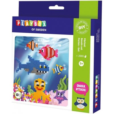 Playbox Zažehlovací korálky- Mořský svět- 2000ks korálků, 1 ks tvarované destičky – Zboží Dáma