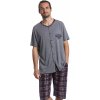 Pánské pyžamo 1P1454 Premium pánské pyžamo krátké propínací šedé
