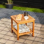 Casaria 101732 Odkladací stolík Washington, agátové drevo 45x45x45cm – Sleviste.cz