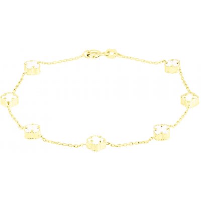 Gemmax Jewelry zlatý náramek Čtyřlístek ve Vintage stylu s bílými onyxy GLBYD-19-01945 – Zboží Mobilmania