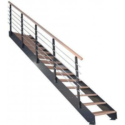 StarWood Kovové schody Kos 13 st. dub přír. 105 cm kov. zábradlí antracit – Zboží Mobilmania