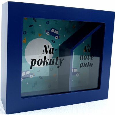 Albi Pokladnička v rámečku Duo Na nové auto a na pokuty 16 x 5,5 x 4 cm