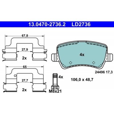 ATE 13.0470-2736.2 Sada brzdových destiček, kotoučová brzda (13.0470-2736.2) | Zboží Auto