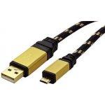 Roline 11.02.8825 Gold USB 2.0 kabel, USB A(M) - microUSB B(M), 0,8m – Hledejceny.cz