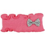 Látková čelenka pro miminka růžová se šedou mašličkou – Sleviste.cz