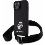 Pouzdro Karl Lagerfeld Saffiano Crossbody Metal Karl and Choupette iPhone 15 černé – Zboží Živě