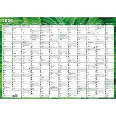 Nástěnný roční 600x420 mm Listy 2026 – Zbozi.Blesk.cz