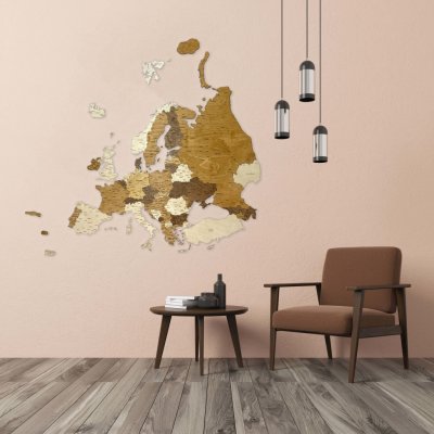 Nástěnná dřevěná mapa Evropy 78 x 70 cm – Zboží Mobilmania