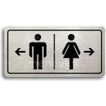 ACCEPT Piktogram WC MUŽI VLEVO, WC ŽENY VPRAVO - stříbrná tabulka - černý tisk – Sleviste.cz