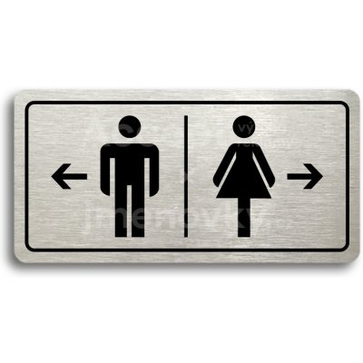 ACCEPT Piktogram WC MUŽI VLEVO, WC ŽENY VPRAVO - stříbrná tabulka - černý tisk – Sleviste.cz