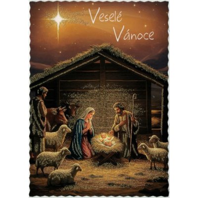 Pohlednice Veselé Vánoce (glitr) – Zboží Mobilmania