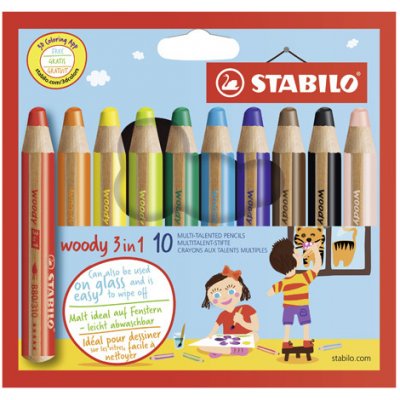 Stabilo Pastelky STABILO woody 3 v 1 barvička vodovka voskovka 10 ks různých barev 451915 – Hledejceny.cz