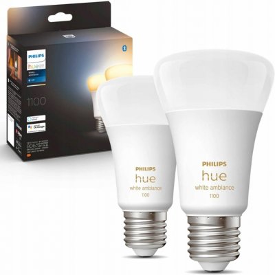 Philips LED žárovka E27 Hue 2ks 8W 75W White Ambiance 2200-6500K stmívatelná – Sleviste.cz
