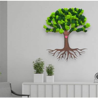 Mechový Strom života 70 cm - Hnědá - ručně stínovaná – Hledejceny.cz