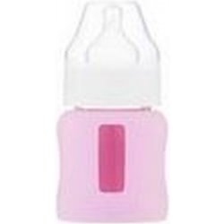 EcoViking skleněná kojenecká lahev široká růžová 120ml