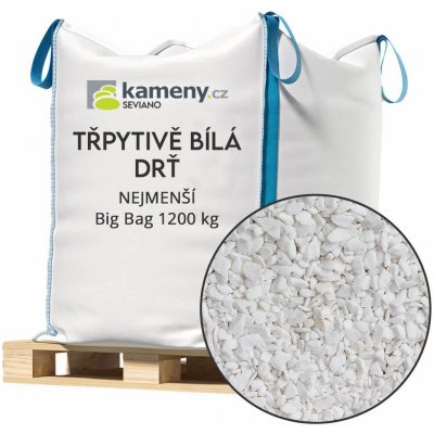 Okrasné kameny Třpytivě bílá drť - mramor Vyberte si balení: Big Bag 1200 kg s dopravou*, Vyberte si velikostní frakci: Nejmenší – Zboží Dáma