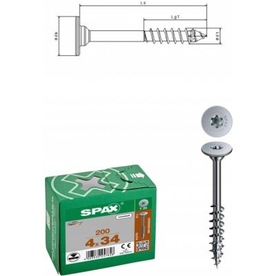 Šrouby do dřeva Spax 4 x 34 mm, 200 ks – Hledejceny.cz