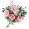 Květina Prima-obchod Umělé kytice růže, hortenzie, barva 2 růžová světlá