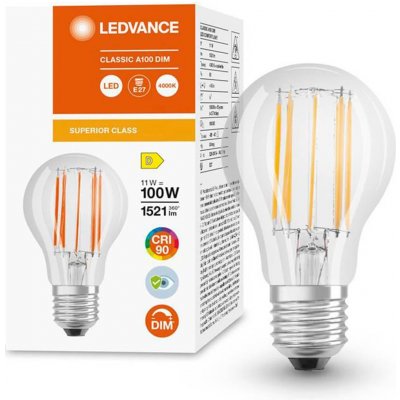 Ledvance LED žárovka LED E27 A60 11W = 100W 1521lm 4000K Neutrální bílá 300° CRI90 Filament Stmívatelná Superior