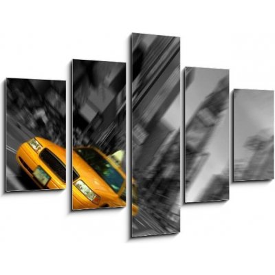 Obraz pětidílný 5D - 150 x 100 cm - New York City Taxi, Blur focus motion, Times Square New York City Taxi, Blur zaostřování, Times Square – Zboží Mobilmania