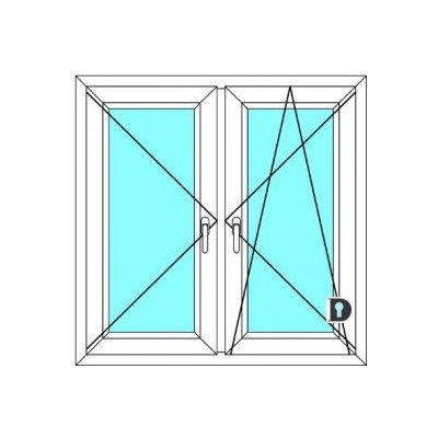 Ekosun Plastové okno 110x120 Dvoudílné se středovým sloupkem 6 Bílá - Bílá