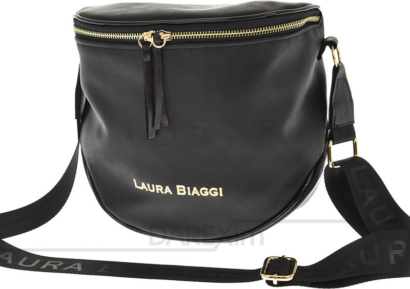 Laura Biaggi dámská módní crossbody taška se širokým popruhem KB12 černá