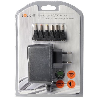 Solight univerzální síťový adaptér 1000mA stabilizovaný výměnné konektory – Sleviste.cz