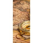 WEBLUX 45304733 Samolepka na lednici fólie Old vintage golden compass on ancient map Starý ročník zlatého kompasu na staré mapě rozměry 80 x 200 cm