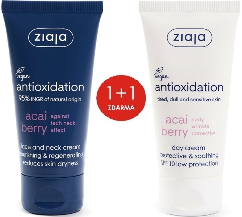 Ziaja Acai Berry saténová hydratační pěna na tělo 200 ml + Ziaja Acai Berry ochranný zklidňující denní pleťový krém SPF10 50 ml duopack dárková sada