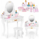 ECOTOYS Dětský dřevěný toaletní stolek pro dívky s růžovými doplňky – Sleviste.cz