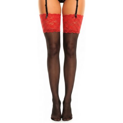 Glamory punčochy na podvazky Luxury 20 DEN s luxusní vysokou krajkou black-red – Zboží Mobilmania