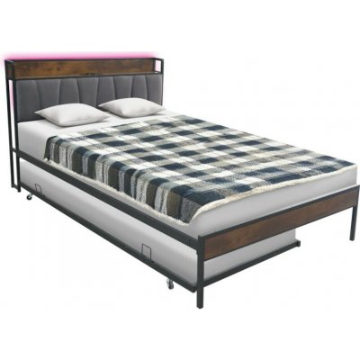 Kondela Nordo s roštem a výsuvnou přistýlkou černá / šedá – Sleviste.cz