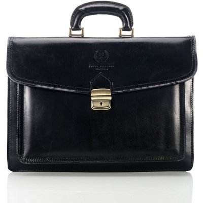 Paolo Peruzzi Exkluzivní kožená pánská aktovka černá – Zboží Dáma