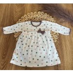 Bavlněné šaty s mašličkou dl. rukáv Puntík Mamatti smetanové s potiskem – Zboží Dáma