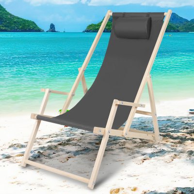 Jopassy Camping Relax Lounger Sun Lounger Wood Šedá – Zbozi.Blesk.cz