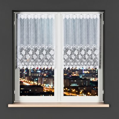 Dekorační metrážová vitrážová záclona SIMONKA bílá výška 90 cm různé rozměry MyBestHome Rozměr: 190 cm – Zboží Mobilmania