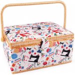 Prima-obchod Kazeta / košík na šití čalouněný, krejčovský motiv, barva 1 červená – Zboží Mobilmania