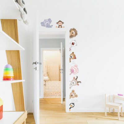 INSPIO Samolepky na zeď - Zvířátka z dvora kolem dveří, samolepky pro děti, velikost 90 x 70 cm, 3584f2