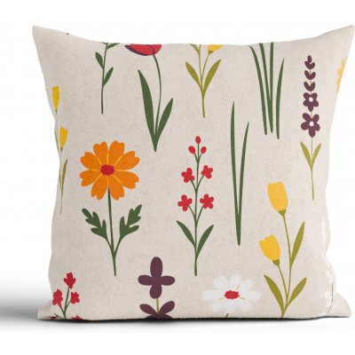 MKLuzkoviny.cz Bavlna Renforcé Rozkvetlá louka přírodní 40 x 40 cm – Sleviste.cz