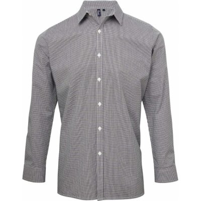 Premier Workwear pánská popelínová košile gingham s drobným kostkovaným vzorem PW220 černá bílá