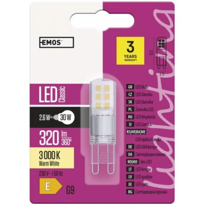 Emos LED žárovka 2,6W G9 teplá bílá – Zboží Mobilmania