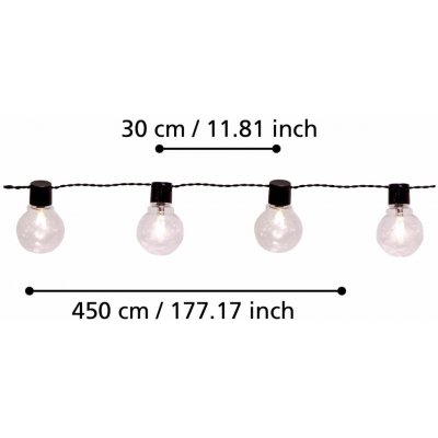 Eglo 900213 LED Venkovní dekorační řetěz PARTAJ 16xLED 0,064W 24V IP44 černá EG900213 – Hledejceny.cz